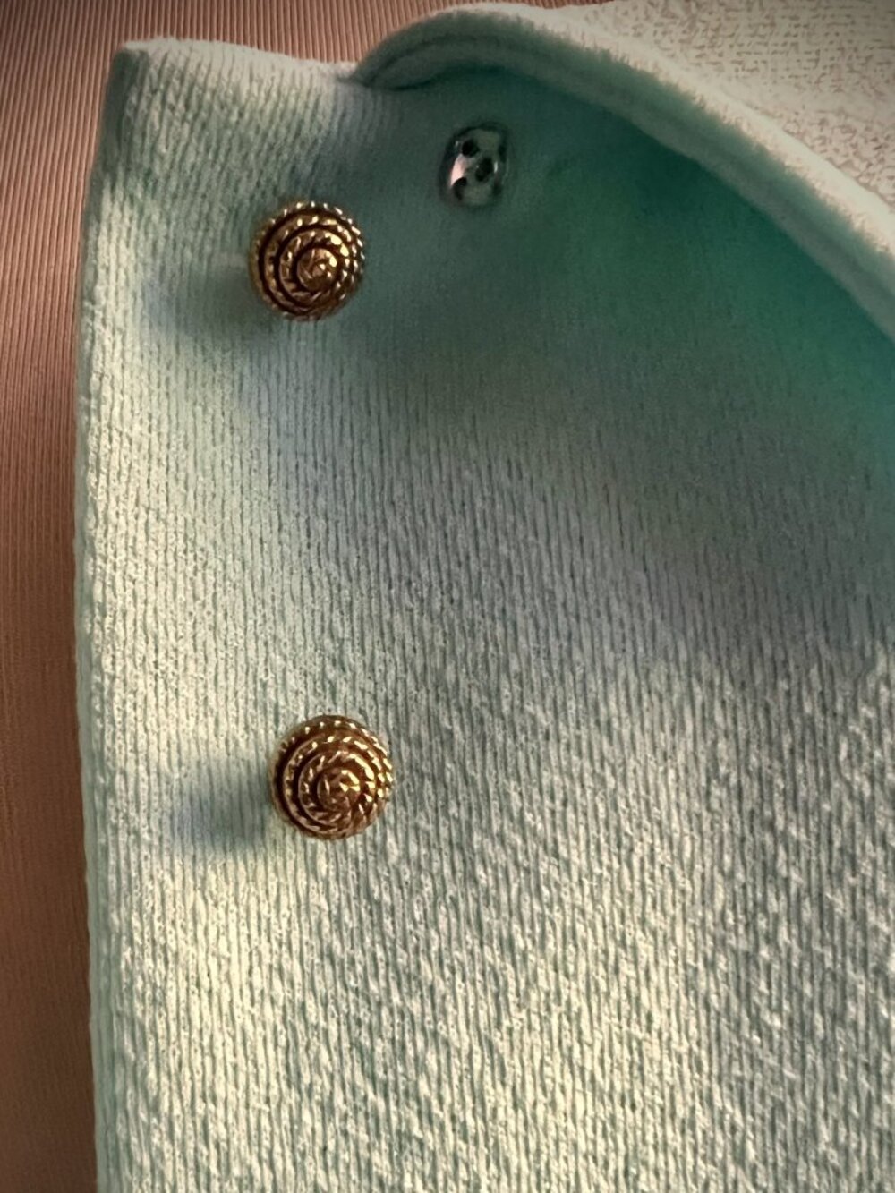 Vintage Sears Jr. Bazaar 60s Mod Mint Mini Dress Gold Buttons XS S - Picture 10 of 13